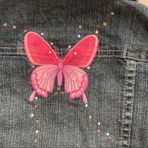 Arizona Jean Co Jean Jacket Girls Butterfly Embroidered Jean Jacket Small NEW - Picture 11 of 13